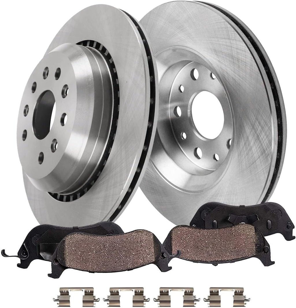 Detroit Axle - Rear Brake Kit for Jeep 2020-2023 Gladiator 2021-2023 Wrangler Disc Brake Rotors Ceramic Brakes Pads with Hardware Replacement : 13.78' inch Rotors