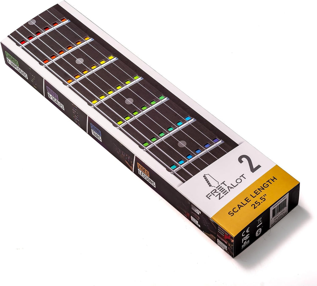 Fret Zealot 2 | LED Fretboard System for Learning Guitar | Songs, Courses, Chords, Scales | Android, iOS, Web (25.5' Scale Length)