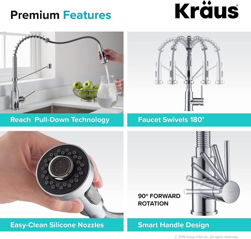KRAUS Bolden™ Single Handle 18-Inch Commercial Kitchen Faucet with Air Gap in Chrome Finish