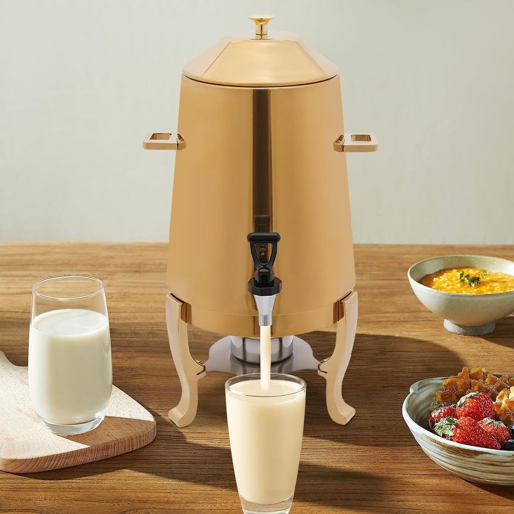 13L/3.4 Gal Hot Beverage Dispenser Can with Faucet,110V Electric Coffee Urn with 2 Heating Methods,95-185℉ Stainless Steel Hot Drinks Dispenser for Hotel Restaurant (Gold)