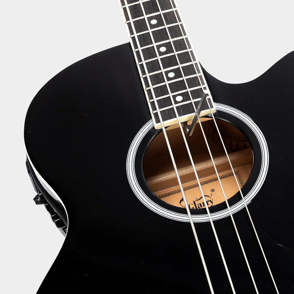 Full Size Acoustic Electric Bass Guitar 4 String Bass Guitar Kit with 4-Band EQ, Special Cutaway Design, Portable Travel Bag, Adjustable Strap, Premium Cable, Picks and Wrench