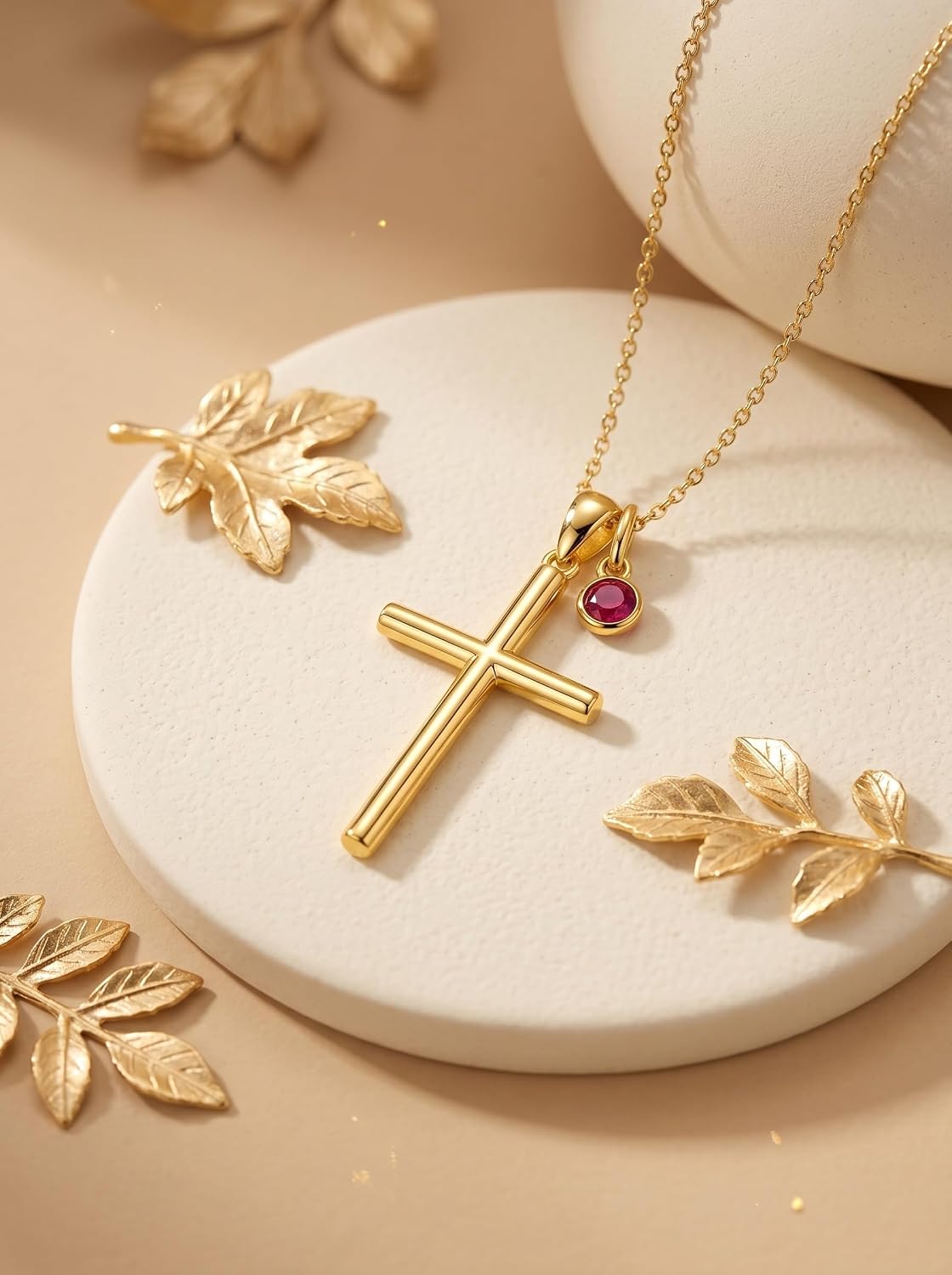 18K Gold Cross Pendant for Women Gold Cross Necklace 18K Gold Jewelry Religious Gift