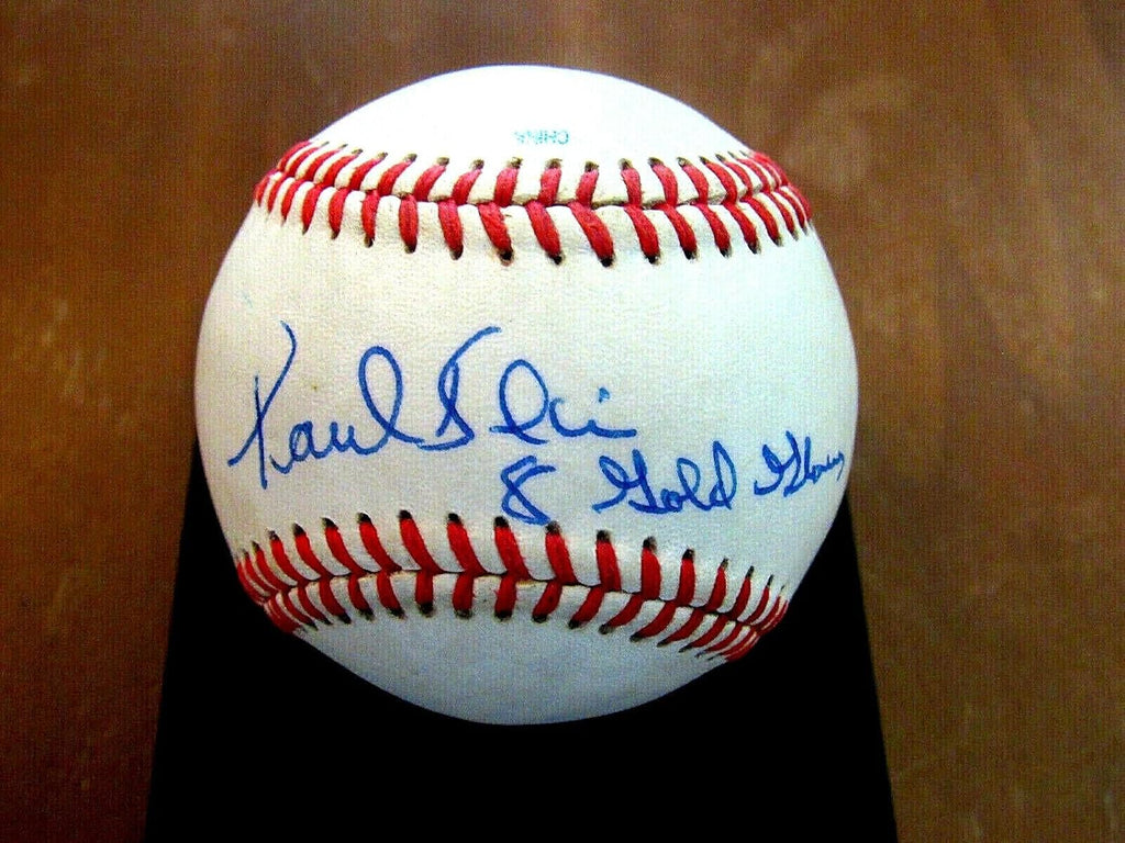 Paul Blair 8 Gloves Yankees Orioles Signed Auto Game Used Oml Baseball Jsa - MLB Game Used Baseballs