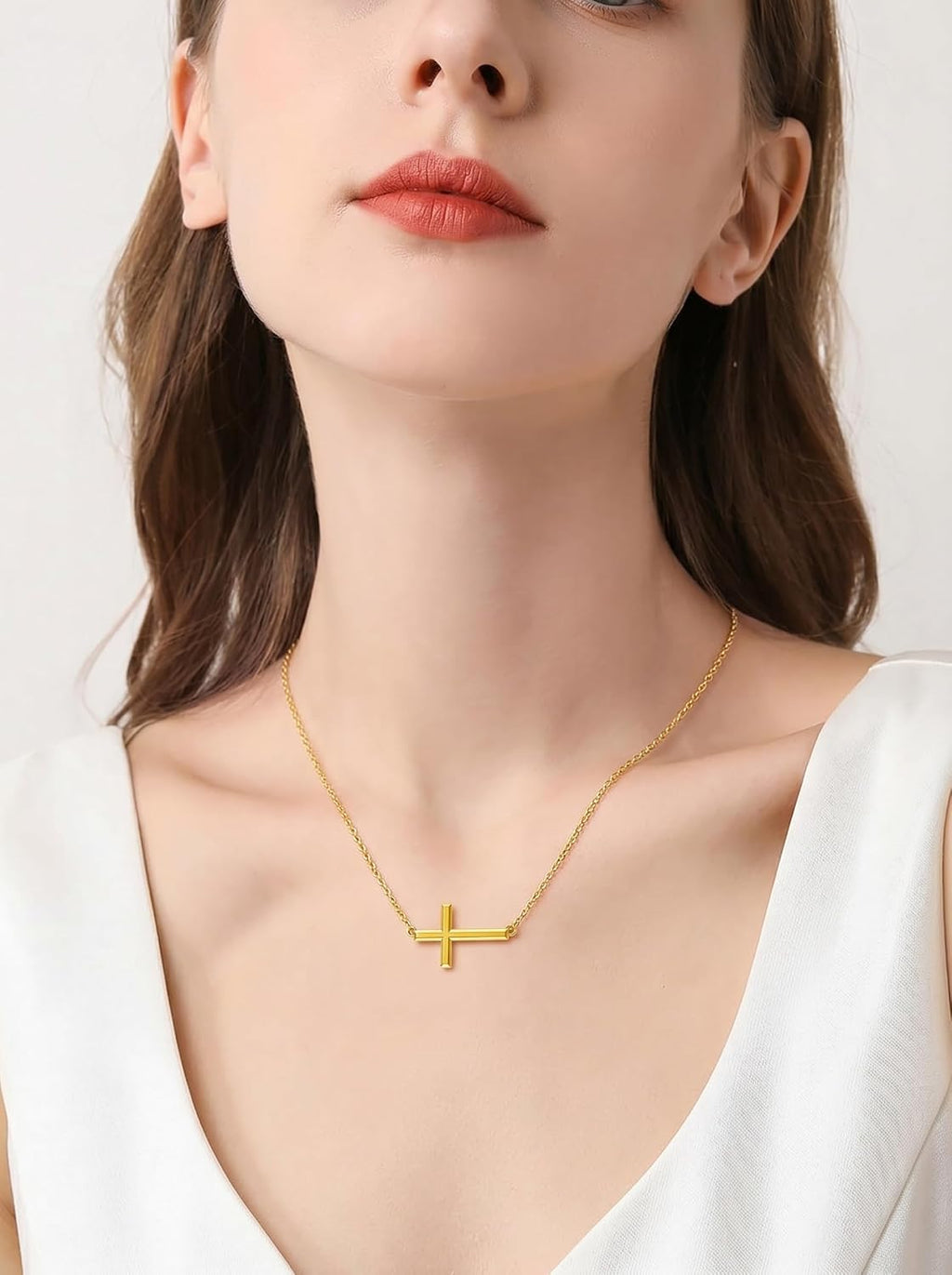 18K Gold Cross Pendant for Women Gold Cross Necklace 18K Gold Jewelry Religious Gift