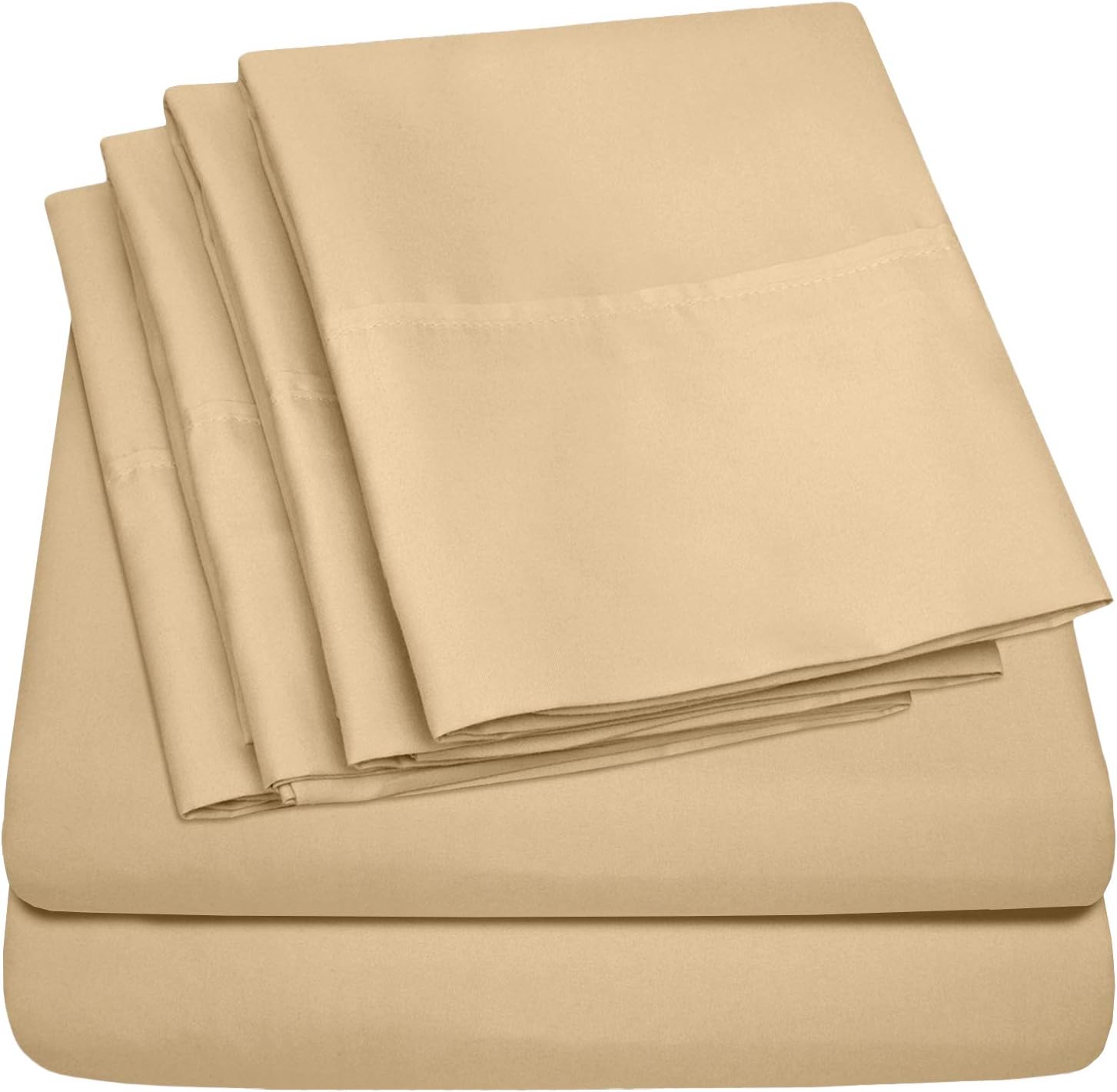 Sweet Home Collection Twin Size Bed Sheets - 4 Piece 1500 Thread Count Fine Brushed Microfiber Deep Pocket Set - 1 Extra Pillow CASE, Great Value, Camel, Twin (Pack of 12)