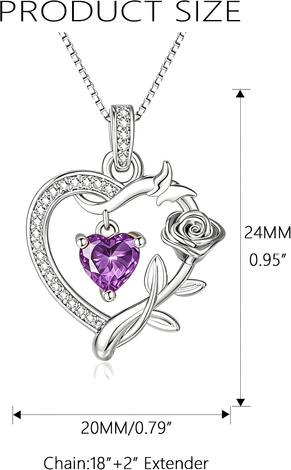 HeartMelody Heart Necklaces for Women Gold,14k 18K White Gold Plated Dainty Rose Butterfly Necklace with Garnet Birthstone Pendant Necklace Everyday Jewelry Birthday Christmas Gifts for Women Mom Her