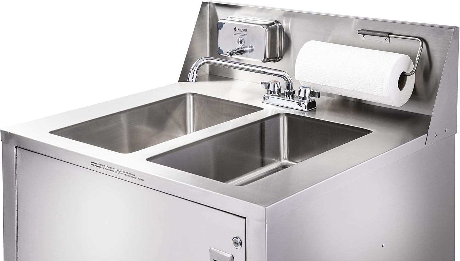 AFE DB101 Double Basin Stainless Steel Portable Sink with Hot Water