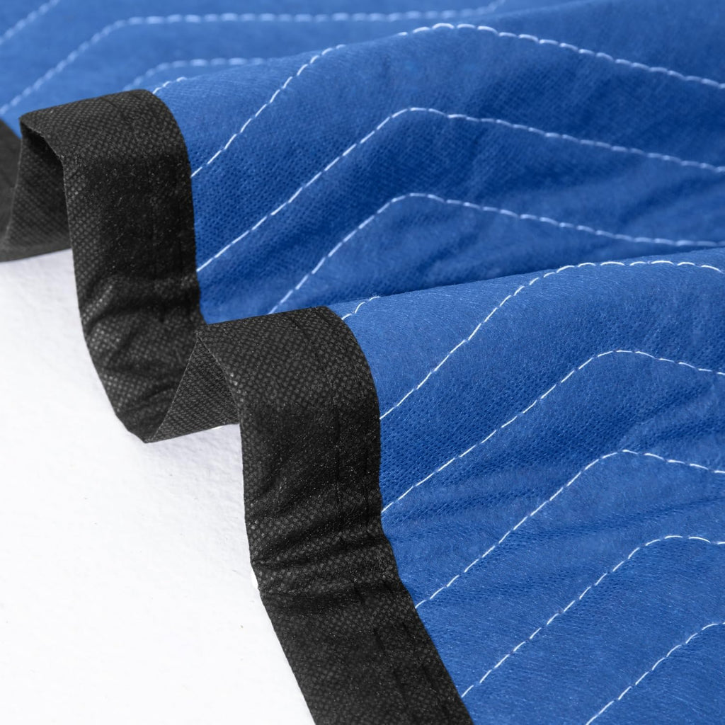 Moving Blankets 12 Packs, Extra Large 80'x72' Furniture Moving Pads, Reusable Packing Blankets, Professional Quilted Furniture Shipping & Storage Pads for Couch Desk Cabinet Appliances, Blue and Black
