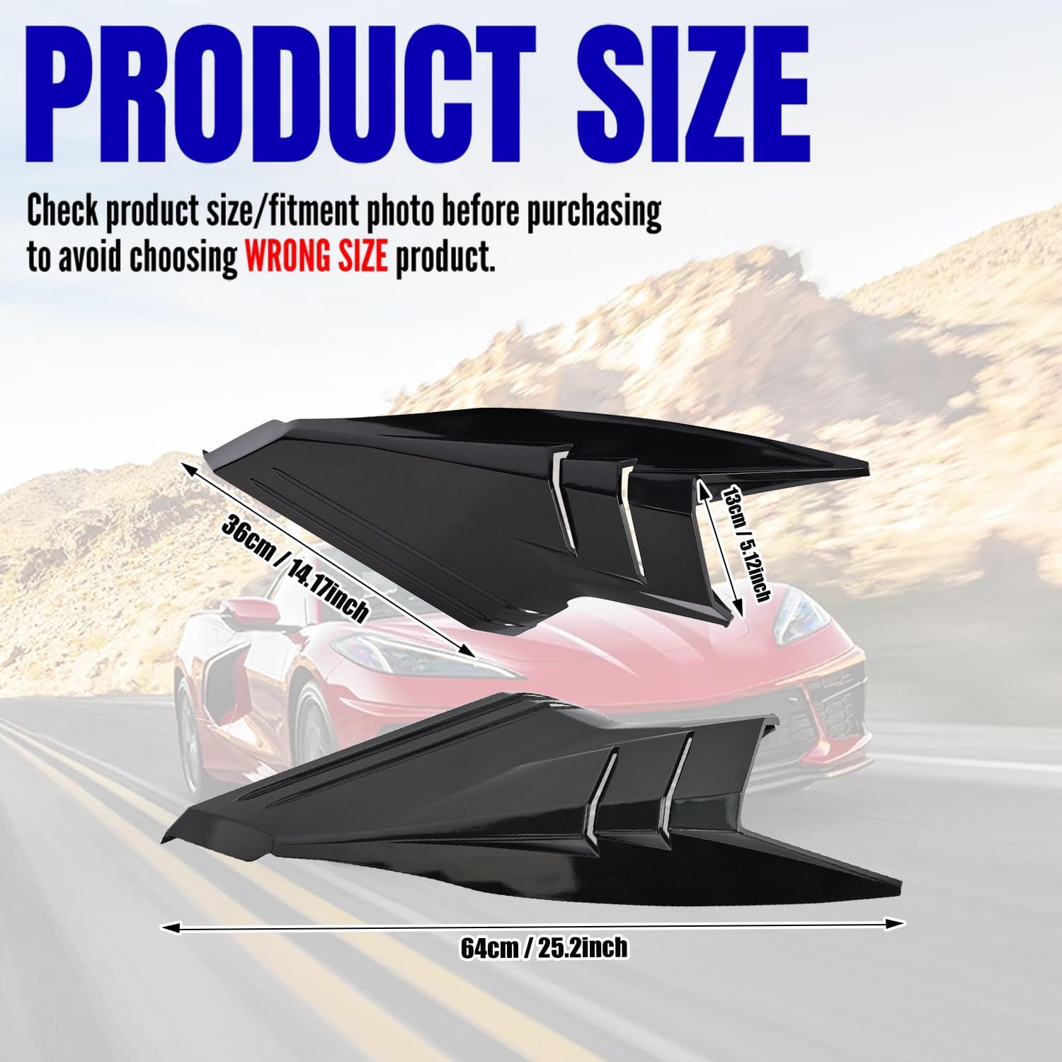 2Pcs Black Rear Quarter Intake Ports,ABS Plastic Rear Hatch D-Pillar Window Louver Trim Panels Air‑Vent Garnish Covers for Corvette C8 Stingray Z51 2020+,for C8 Z06 2023+/E-Ray 2024+
