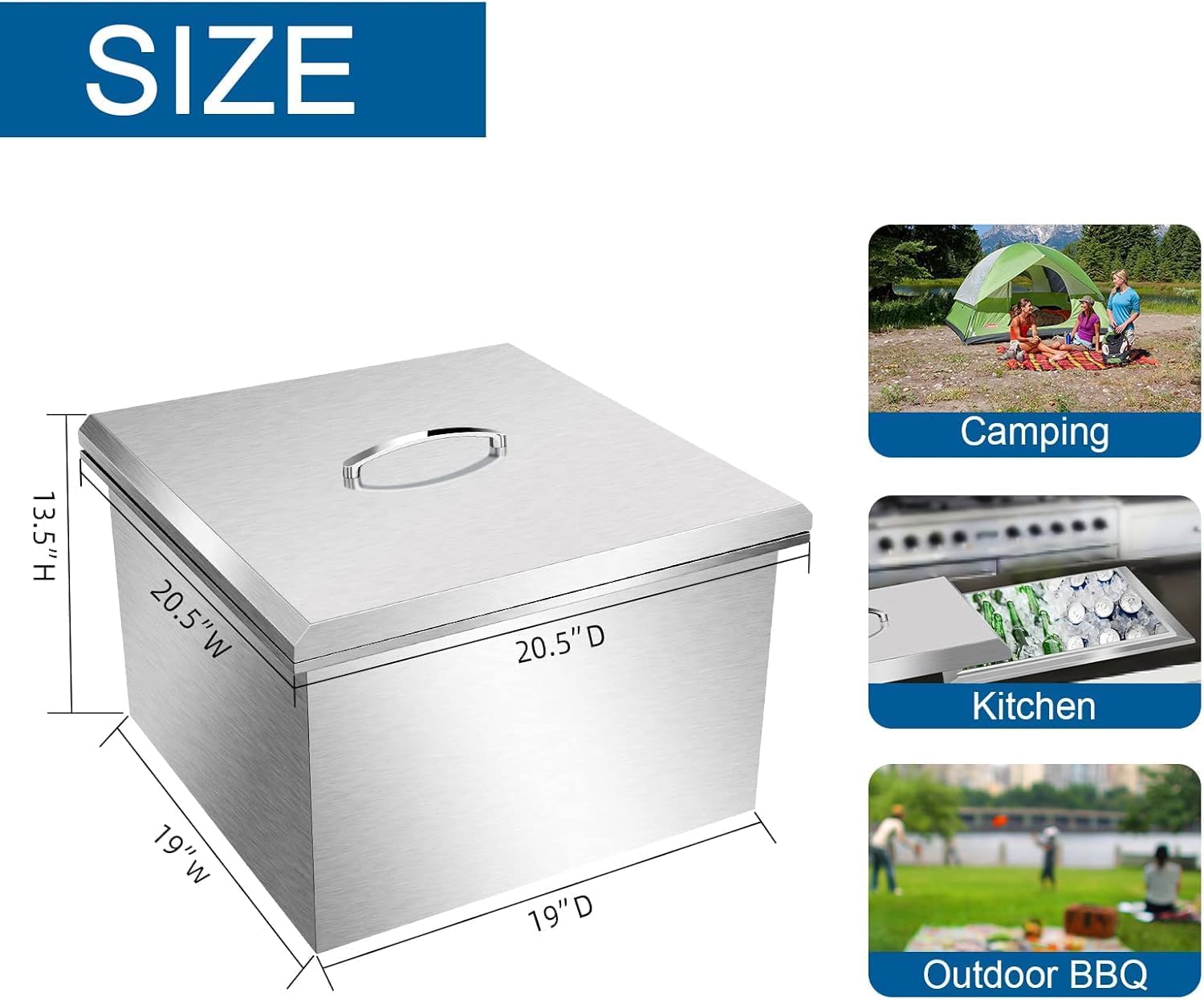 Commercial Stainless Steel Drop-in Ice Bin Chest – Insulated Bar Ice Well for Beverage Service