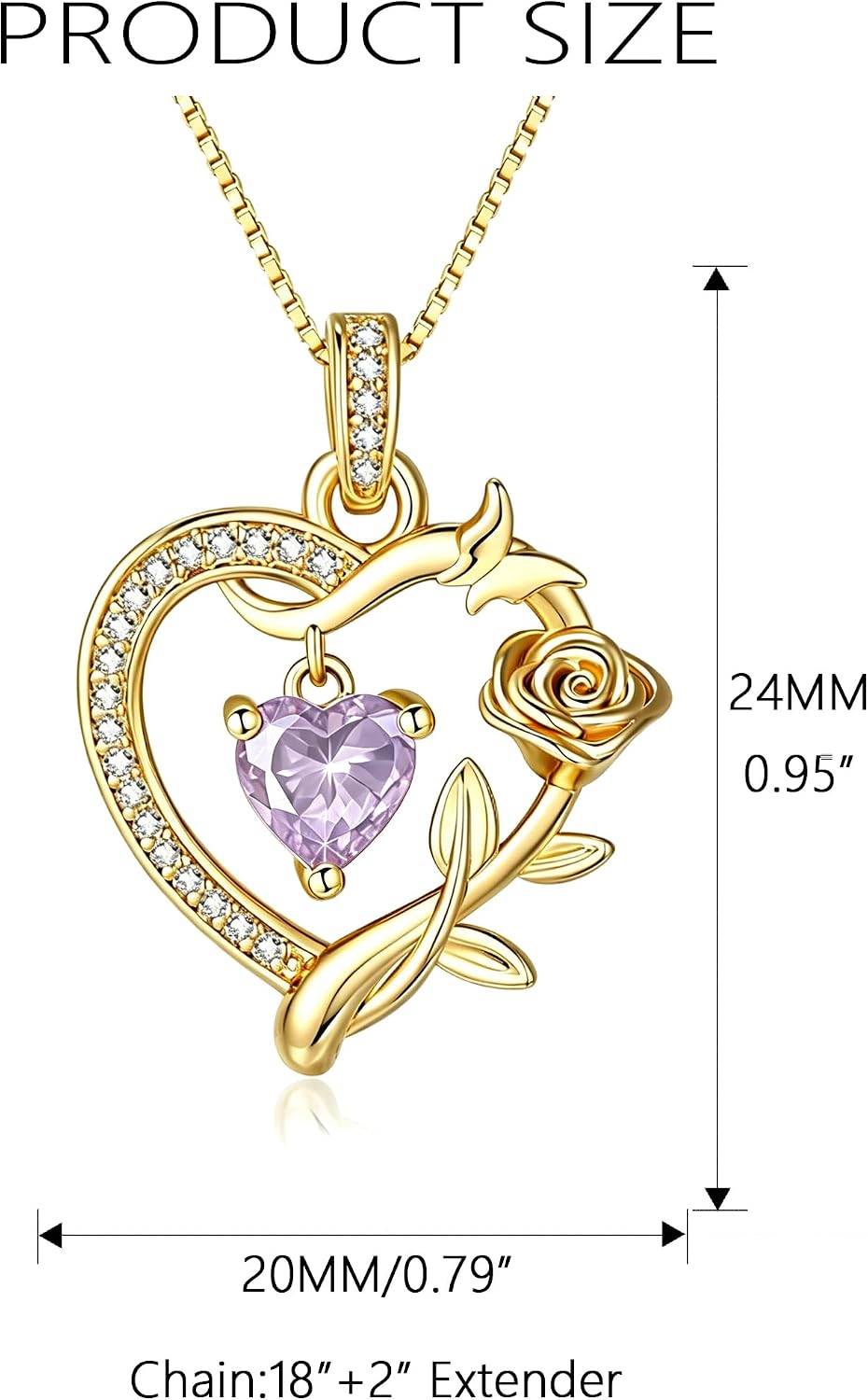 HeartMelody Heart Necklaces for Women Gold,14k 18K White Gold Plated Dainty Rose Butterfly Necklace with Garnet Birthstone Pendant Necklace Everyday Jewelry Birthday Christmas Gifts for Women Mom Her