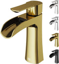 VIGO Paloma Waterfall Single-Handle Single-Hole Mount Bathroom Sink Faucet, 7-Inch, Matte Brushed Gold, Modern Design, Solid Brass, 1.2 GPM WaterSense & Ceramic Disc Valve - VG01041MG
