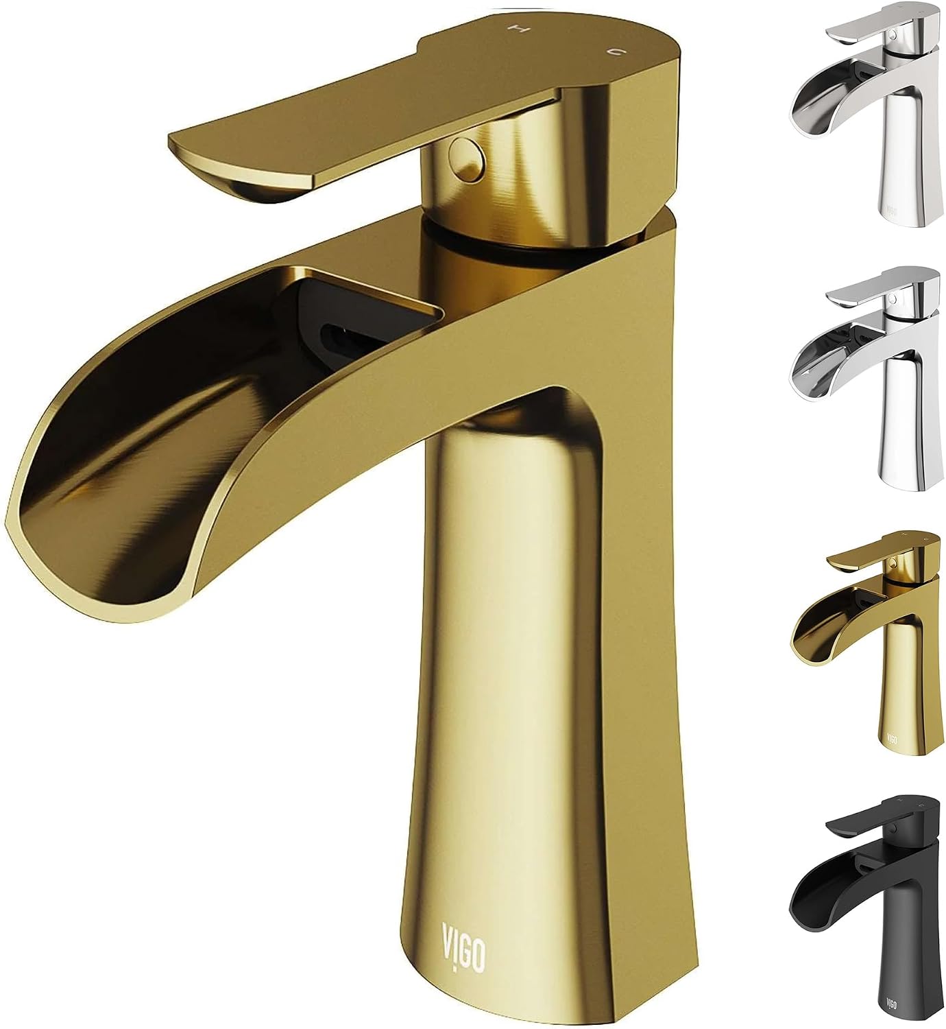 VIGO Paloma Waterfall Single-Handle Single-Hole Mount Bathroom Sink Faucet, 7-Inch, Matte Brushed Gold, Modern Design, Solid Brass, 1.2 GPM WaterSense & Ceramic Disc Valve - VG01041MG