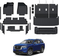 Floor Mats for Nissan Pathfinder 2022-2025 2026, All Weather Floor Mats Trunk Cargo Liner with Backrest Protectors and Door Sill Guards Accessories, Full Coverage Set (Fit 7/8 Seats)