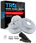 TRQ Performance Front Brake Pad and Rotor Set Ceramic Drilled Slotted G Coated Vented Rotors Compatible with 2003-2005 Dodge Ram 1500 2004-2006 Durango