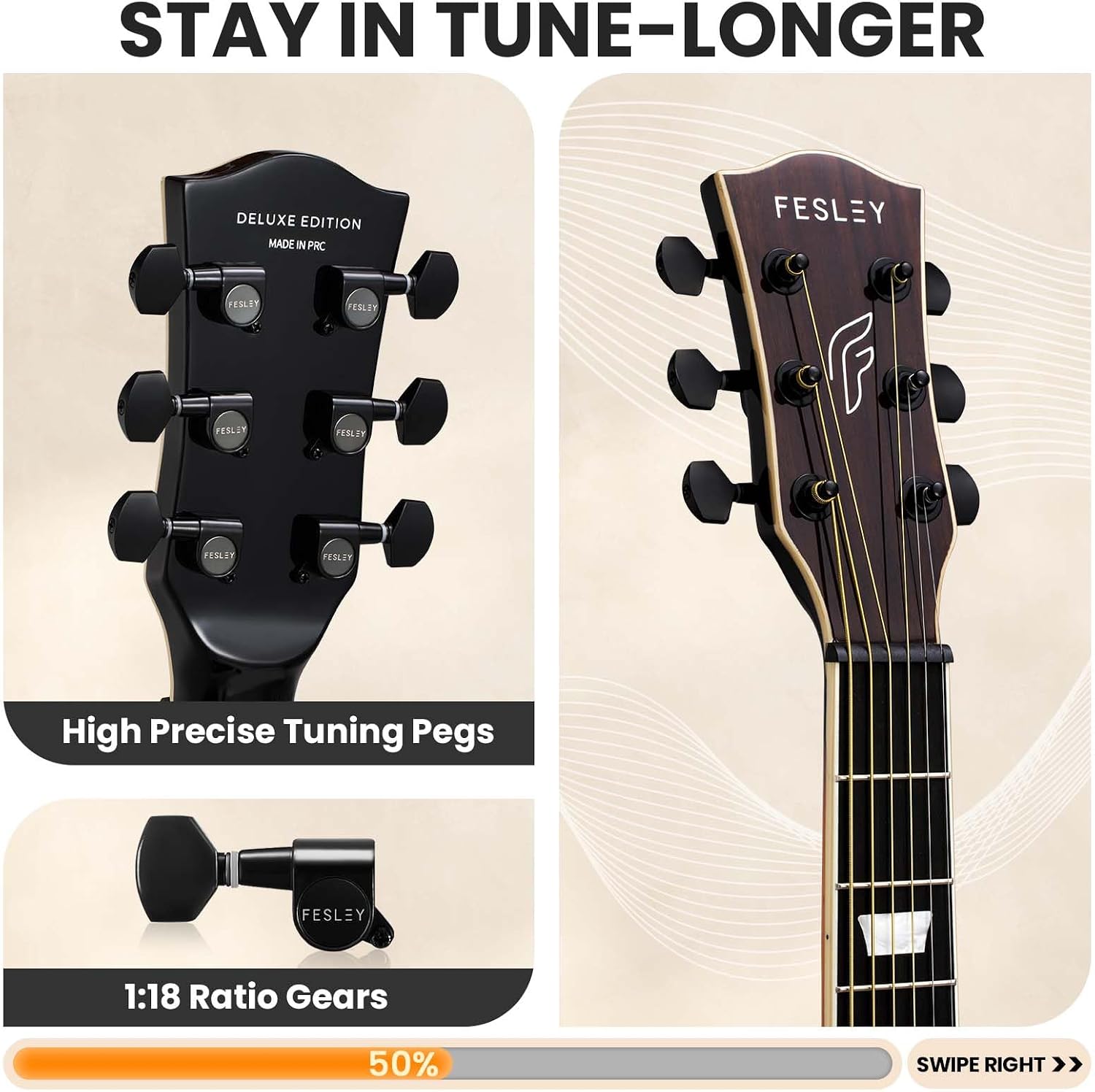 Fesley Jumbo Cutaway Acoustic Guitar: 42' Full Size Acoustic Guitar Kit, Mahogany Wood Guitar for Beginner Adult, Acustica Guitarra with Gig Bag, Picks, Strings, Capo, Strap, Pickguard, FJ90 Sunburst