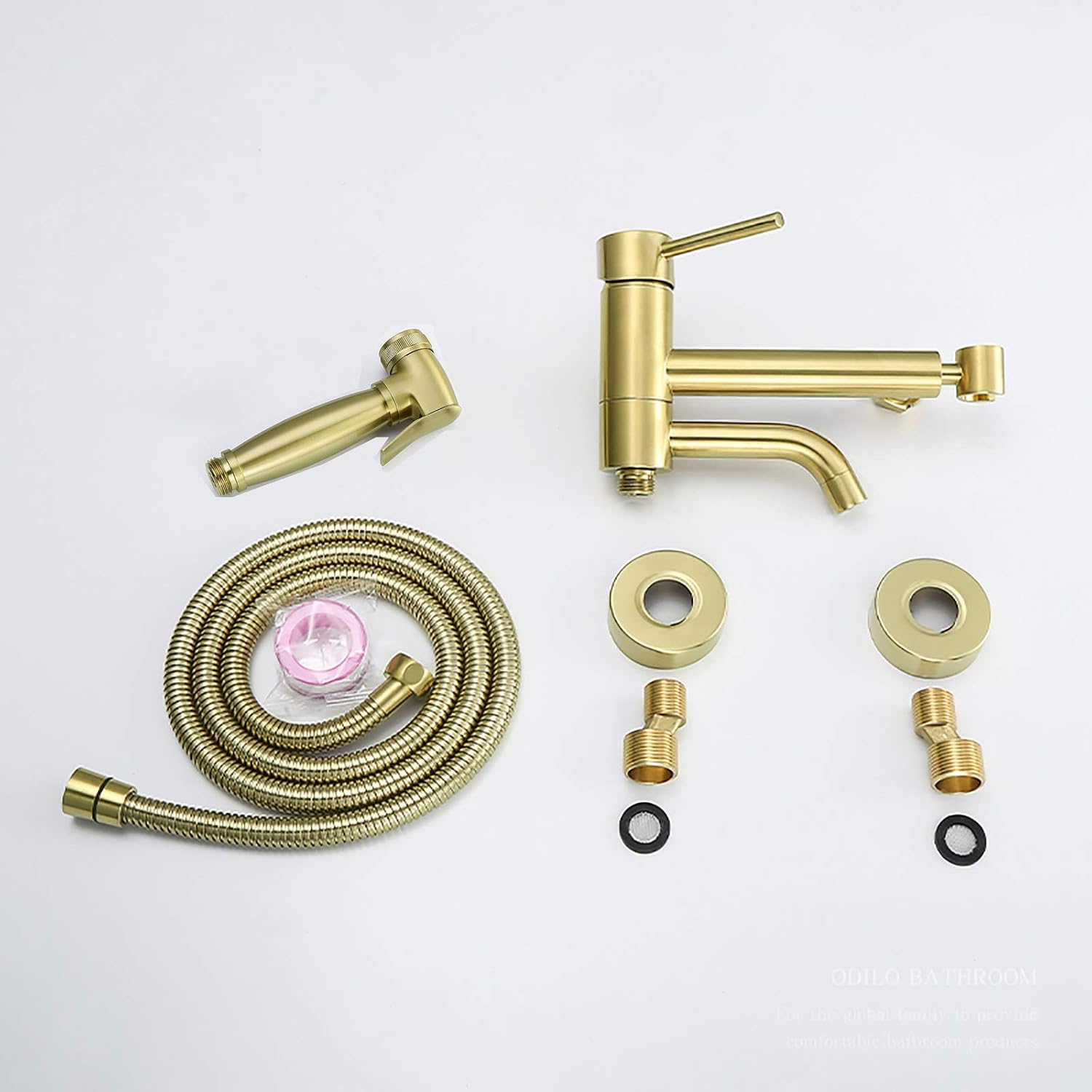 Wall Mounted Handheld Bidet Sprayer for Toilet, Brass Bathroom Cloth Diaper Set with Cold and Hot Water, Brushed Gold Kit for Personal Hygiene,Type b(Type B)