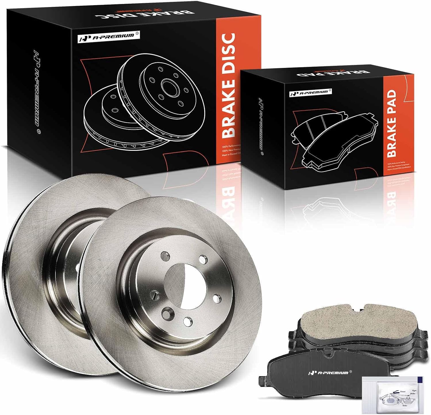 A-Premium 13.27 inch (337 mm) Front Vented Disc Brake Rotors + Ceramic Pads Kit Compatible with Select Land Rover Models - Range Rover Sport 2006-2009, LR3 2005-2009, 6-PC Set