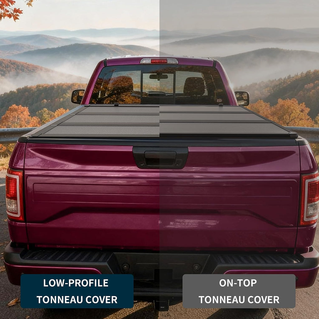 OEDRO Low-Profile Hard Tri-Fold Tonneau Cover Compatible with Chevy Silverado/GMC Sierra 1500 New Body Style 2019-2026 6.6ft Bed w/o Multi-Flex Tailgate, One-Handed Quick Release, Drainage Design