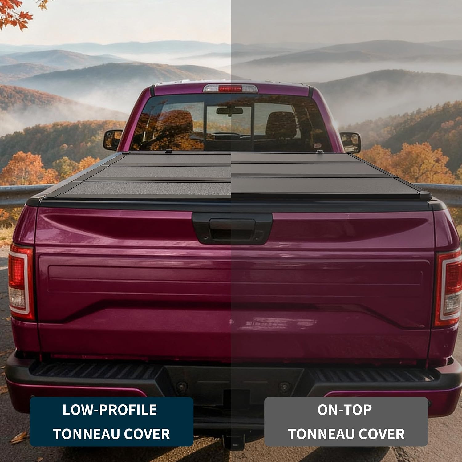 OEDRO Low-Profile Hard Tri-Fold Tonneau Cover Compatible with Chevy Silverado/GMC Sierra 1500 New Body Style 2019-2026 6.6ft Bed w/o Multi-Flex Tailgate, One-Handed Quick Release, Drainage Design
