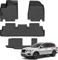 Auxko All Weather Floor Mats Fit for Nissan Pathfinder 2022-2025 2026(8 Seaters) / Infiniti QX60 (7 Seaters) TPE Rubber Liners Set All Season Guard Odorless Anti-Slip Floor Mats