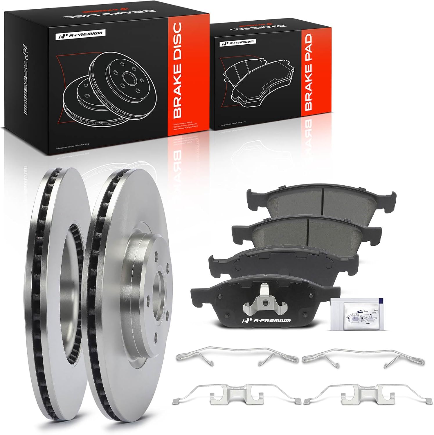 A-Premium 12.60 inch (320mm) Front Drilled and Slotted Disc Brake Rotors + Ceramic Pads Kit Compatible with Ford Models - Escape 2013-2017(1.6L AWD, 2.0L), Transit Connect 2014-2018, 6-PC Set