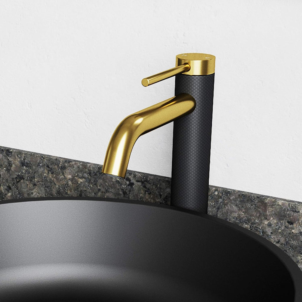 VIGO Lexington Single-Handle Single-Hole Mount Vessel Bathroom Sink Faucet, 10-Inch, Matte Brushed Gold, Modern Design, Solid Brass, 1.2 GPM WaterSense & Ceramic Disc Valve, Corrosion-Resistant