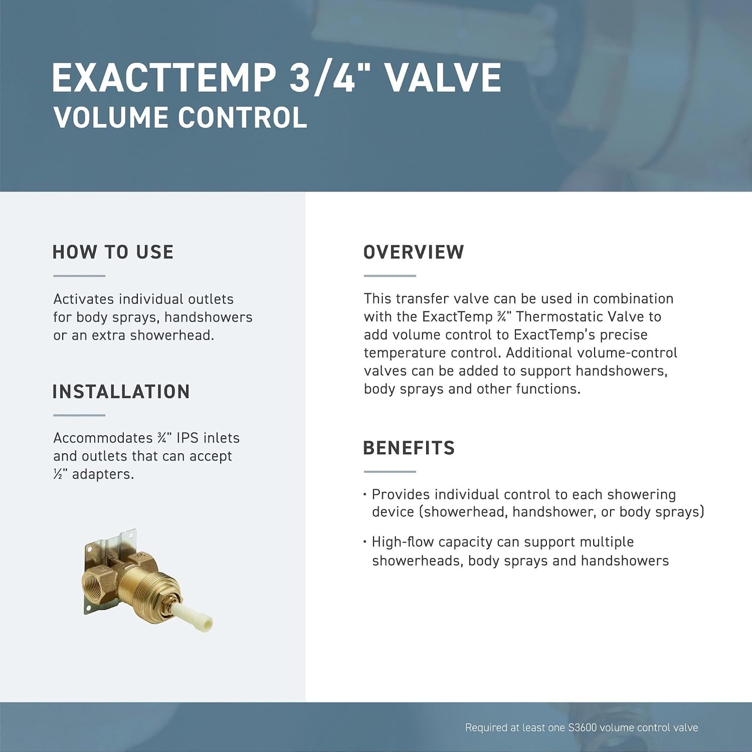 Moen TS52104BG Weymouth Volume Control Valve Trim, Brushed Gold