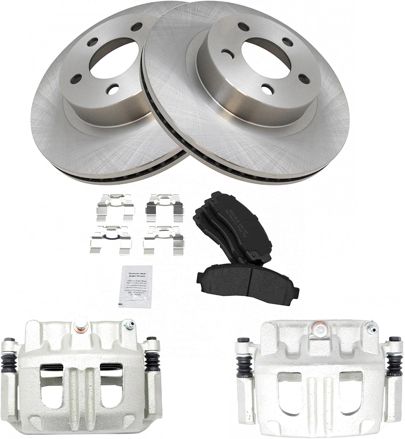 TRQ Front Brake Pad and Rotor Set Semi Metallic Vented Rotors Calipers Hardware Compatible with 2001-2002 Ford Explorer Sport 2003-2011 Ranger 2003-2009 Mazda B4000