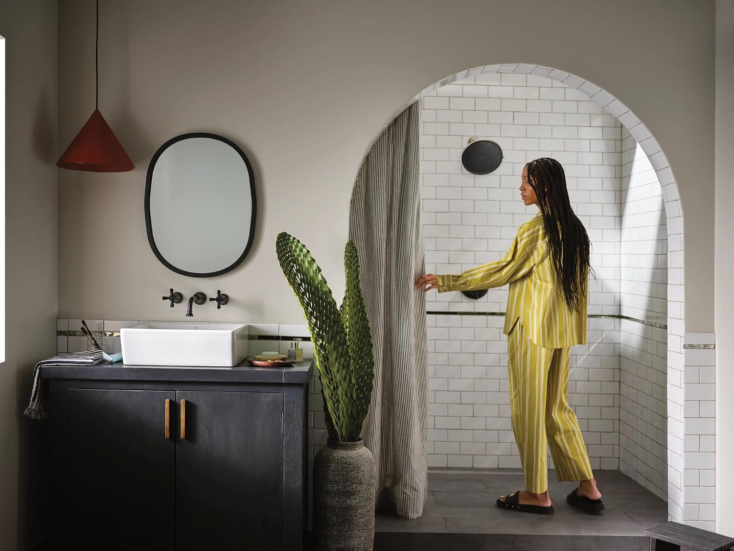 Moen TS44105BL Colinet Traditional Cross Handle Wall Mount Bathroom Faucet Trim, Valve Required, Matte Black