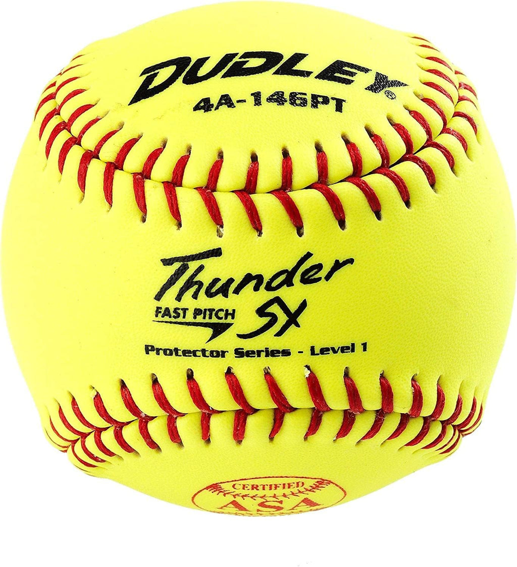 Yellow Diamond Sports 6-Gallon Ball Bucket with 18 Dudley 10 inch Thunder SY Level 1 Youth Girls Fastpitch Softballs