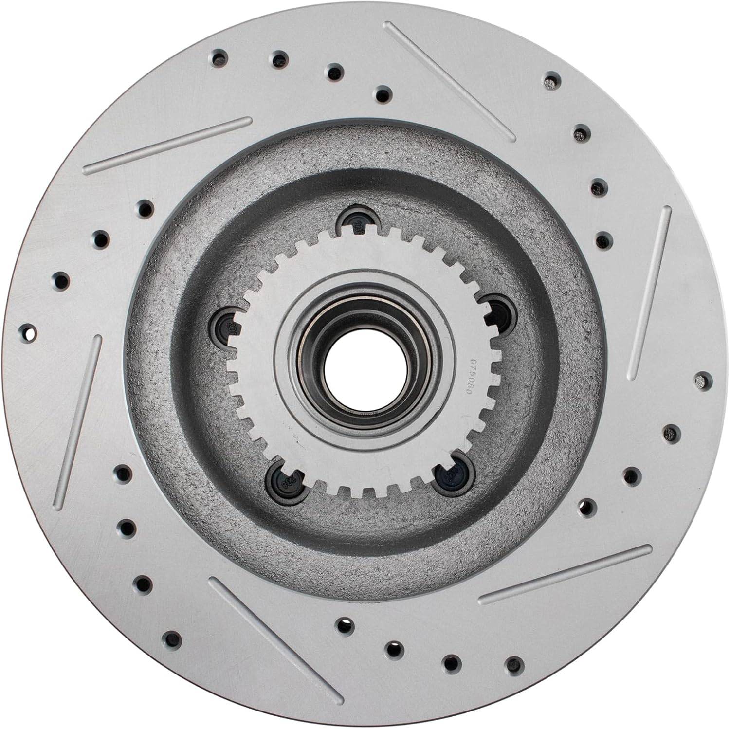 TRQ Performance Front Brake Pad and Rotor Set Ceramic Drilled Coated Rotors Compatible with 91-96 Buick Roadmaster Chevrolet Caprice 94-96 Impala 91-92 Oldsmobile Custom Cruiser Cadillac Brougham