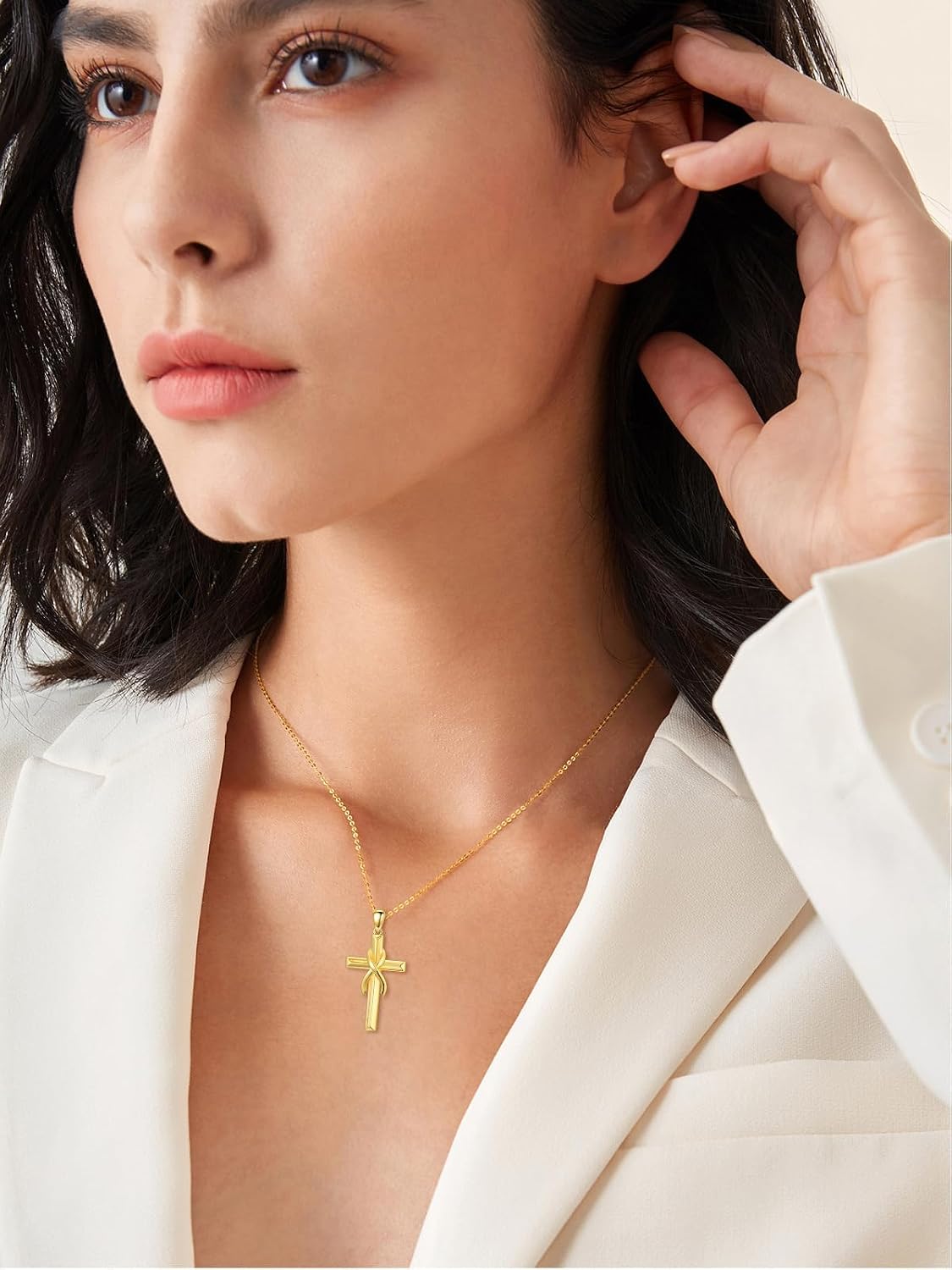 18K Gold Cross Pendant for Women Gold Cross Necklace 18K Gold Jewelry Religious Gift