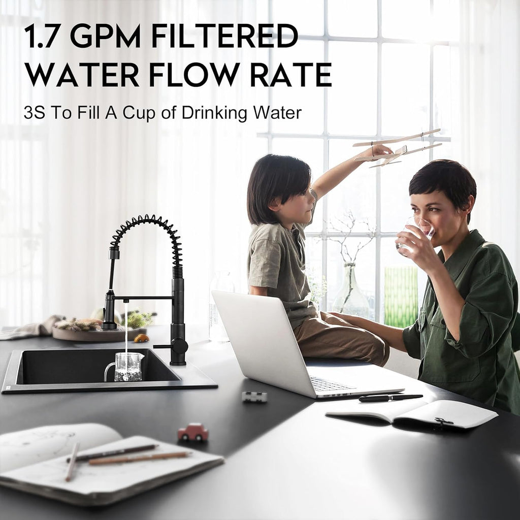 CREA 3-Way Kitchen Faucet, Brushed Chrome, Pull-Out, 20-Inch Flexible Hose, Single Lever Control, 5-Layer Stainless Steel Body, Advanced Ceramic Valve Core, 3/4-Inch Spout