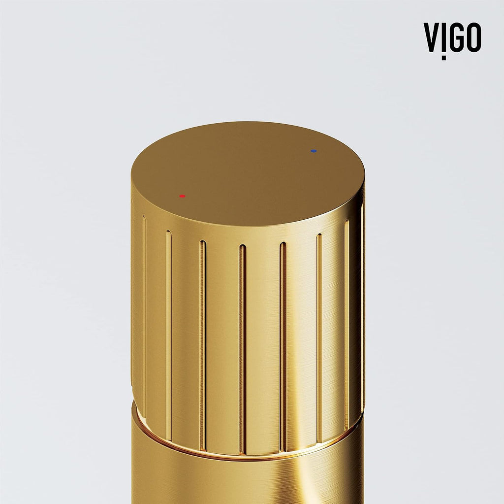 VIGO Ashford Single-Handle Single-Hole Mount Vessel Bathroom Sink Faucet, 11-Inch, Matte Brushed Gold, Modern Design, Solid Brass, 1.2 GPM WaterSense & Ceramic Disc Valve, Corrosion-Resistant