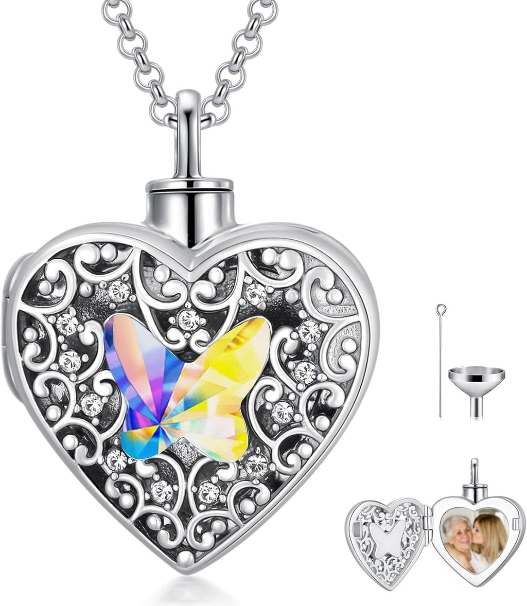 Dorunmo Personalized Heart Urn Locket Necklace for Ashes and Pictures 925 Sterling Silver Customized Locket Memorial Keepsake Cremation Jewelry for Ashes for Women Men Keep Someone Near to You