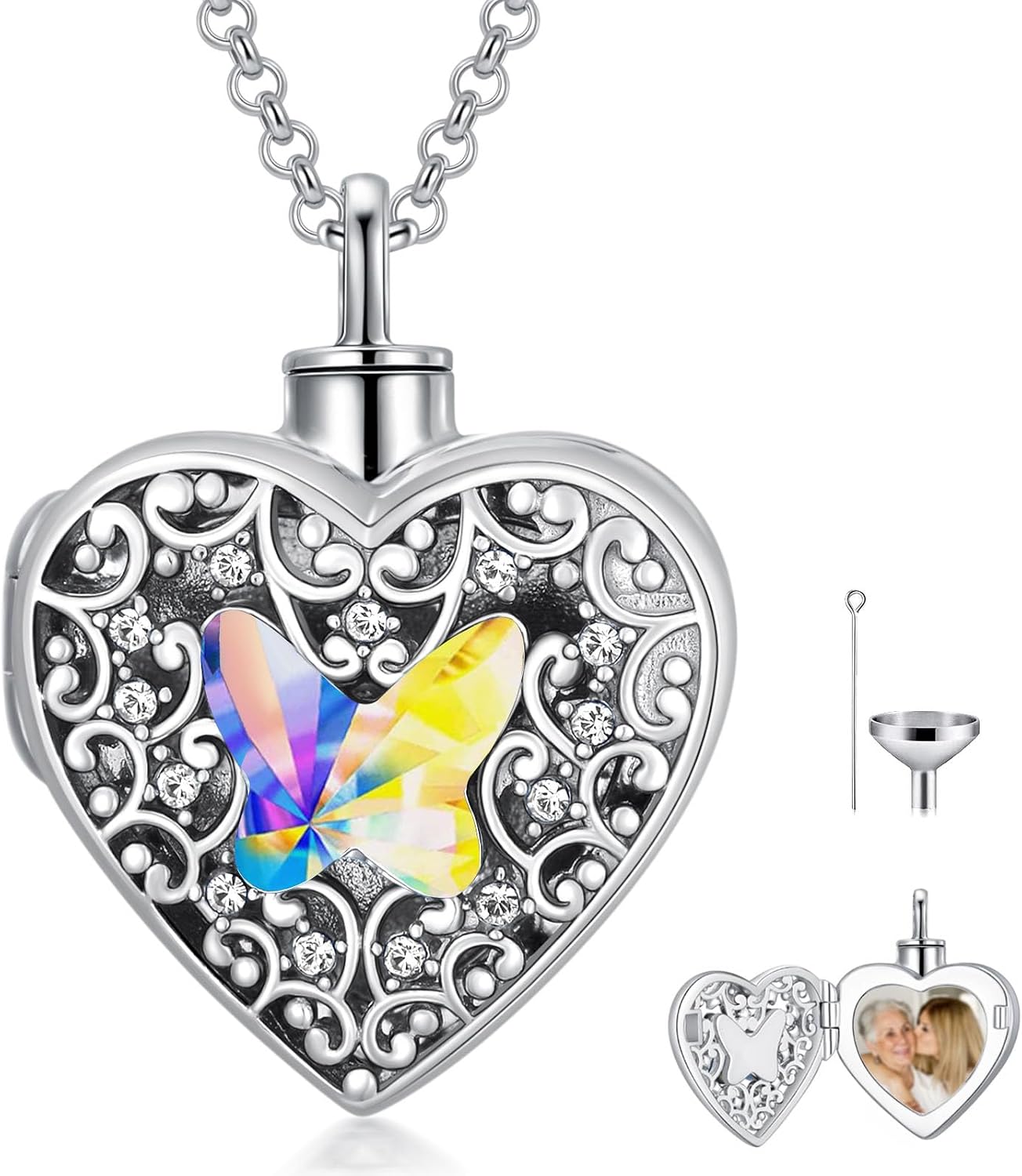 Dorunmo Personalized Heart Urn Locket Necklace for Ashes and Pictures 925 Sterling Silver Customized Locket Memorial Keepsake Cremation Jewelry for Ashes for Women Men Keep Someone Near to You