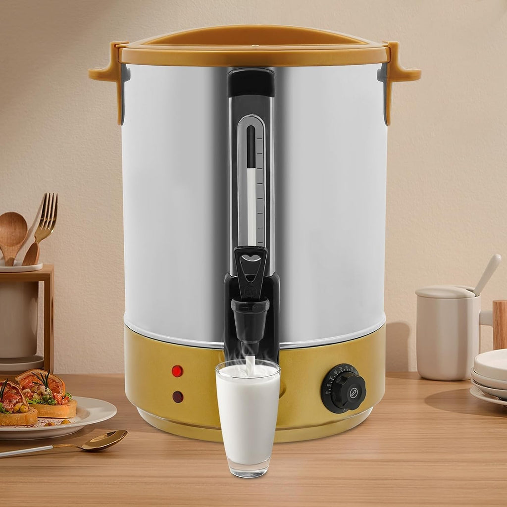 Commercial Coffee Urn, 2800W Stainless Steel Hot Beverage Dispenser with Faucet, Adjustable Temperature 86-230°F, Electric Hot Water Urn for Coffee Tea(Yellow)
