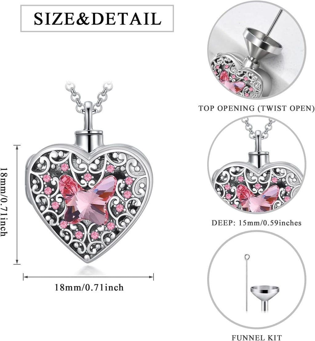 Dorunmo Personalized Heart Urn Locket Necklace for Ashes and Pictures 925 Sterling Silver Customized Locket Memorial Keepsake Cremation Jewelry for Ashes for Women Men Keep Someone Near to You