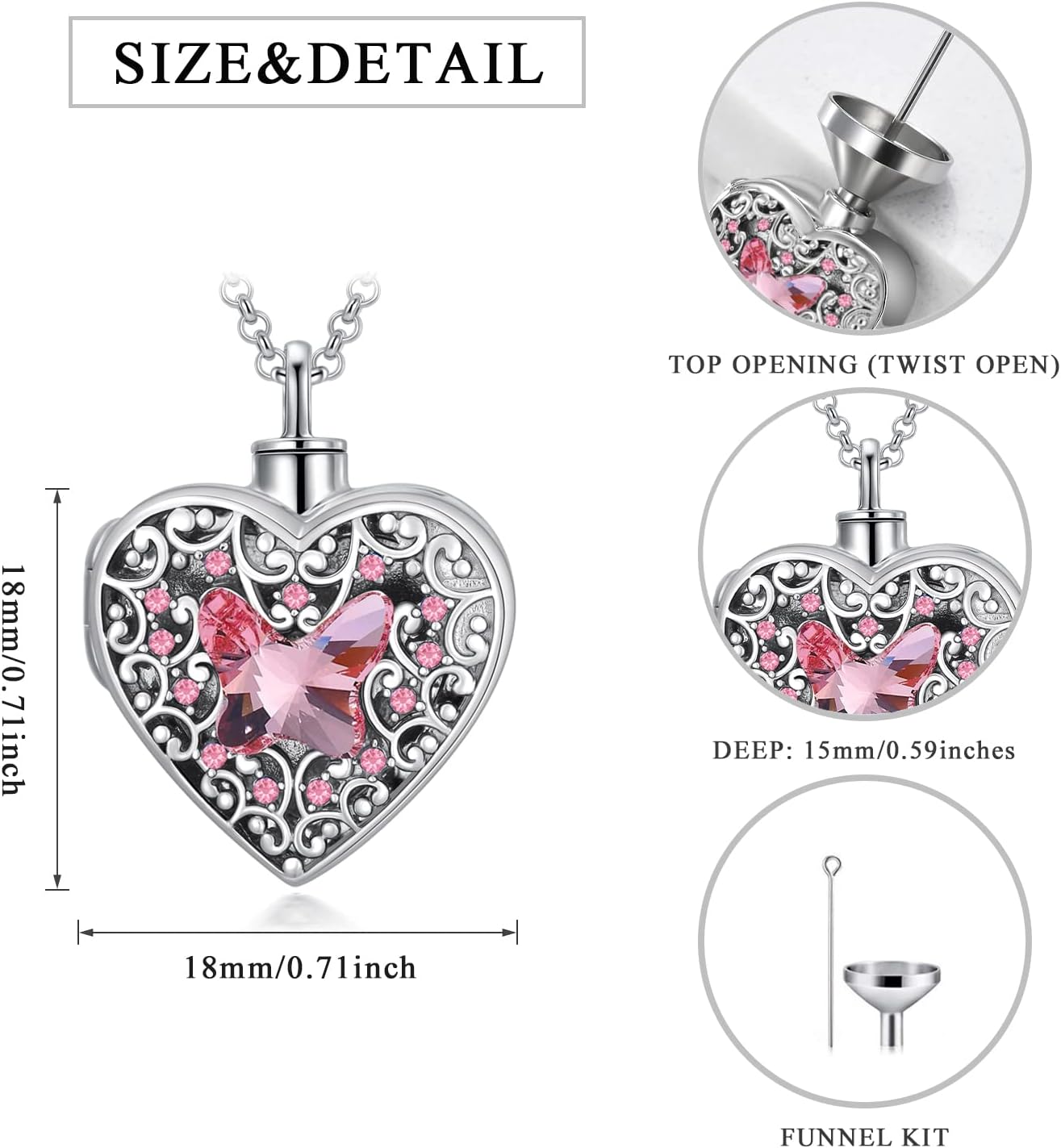 Dorunmo Personalized Heart Urn Locket Necklace for Ashes and Pictures 925 Sterling Silver Customized Locket Memorial Keepsake Cremation Jewelry for Ashes for Women Men Keep Someone Near to You
