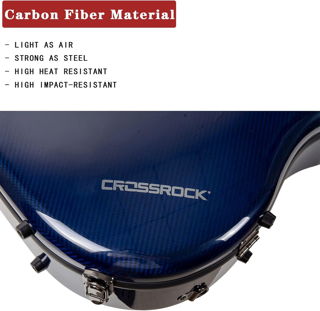 Crossrock Air Carbon series Dreadnought Acoustic Guitar case, 100% carbon fiber Flight Case with protective cover, American Flag version- Blue (CRF6030DBL-USF)
