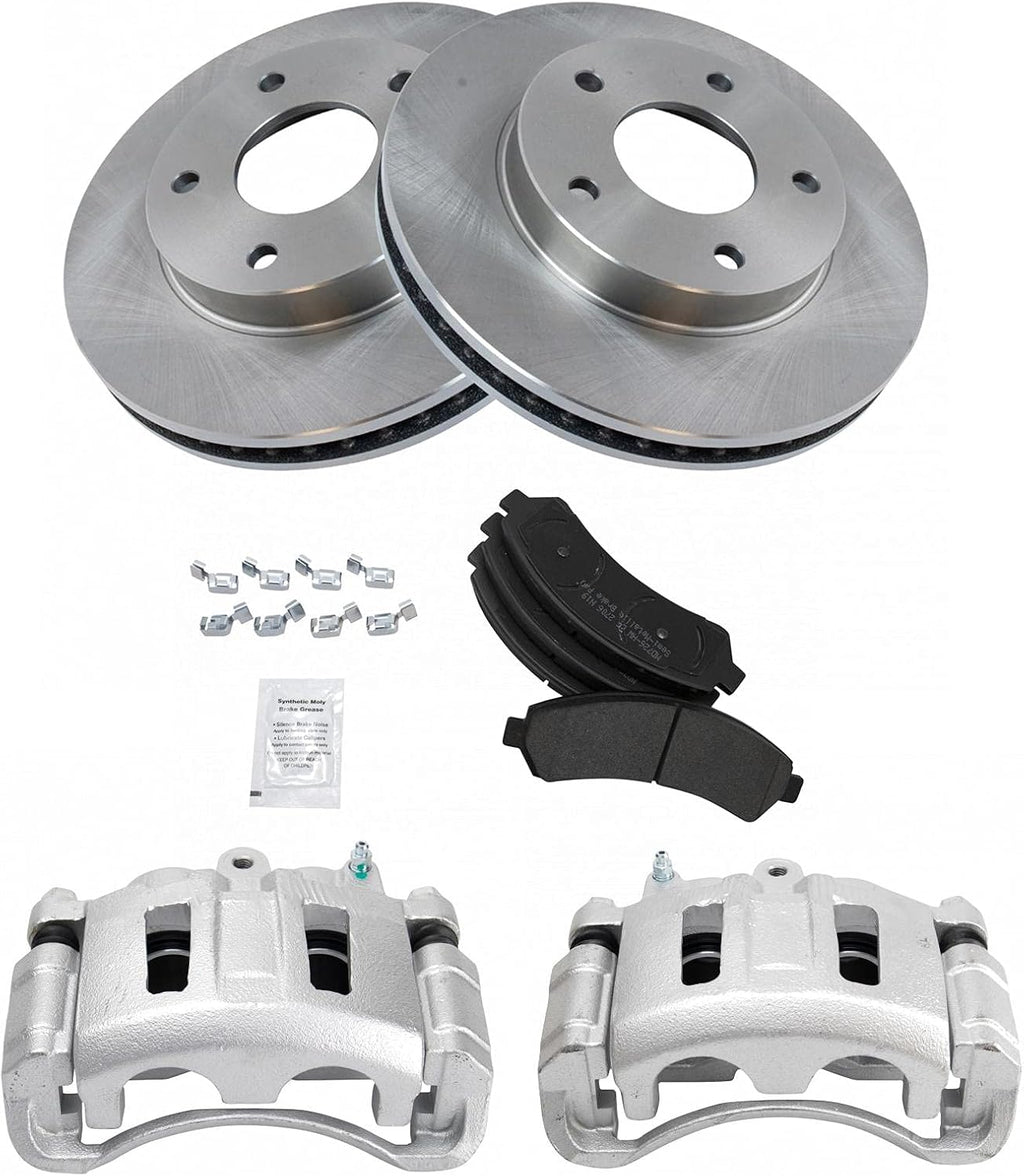 TRQ Front Metallic Brake Pads Rotors & Calipers Kit for GM SUV Truck New