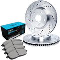 R1 Concepts Rear Brake Kit Fits 2016-2017 Lexus GS200t, IS200t, RC200t; 2018-2019 Lexus GS300; 2013-2020 Lexus GS350| Ceramic Brake Pads and Drilled Slotted Brake Rotors| 12.2' Rear