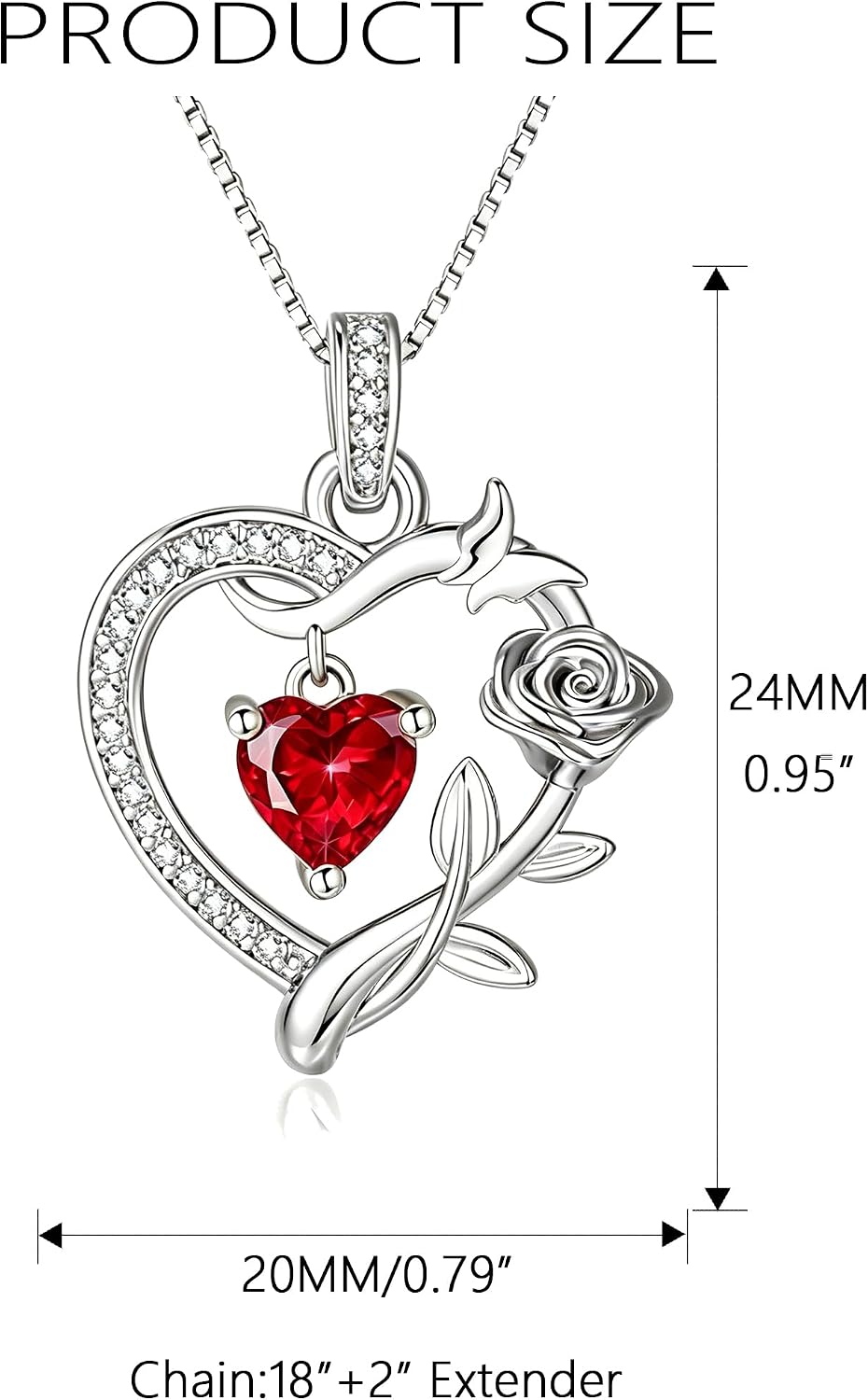 HeartMelody Heart Necklaces for Women Gold,14k 18K White Gold Plated Dainty Rose Butterfly Necklace with Garnet Birthstone Pendant Necklace Everyday Jewelry Birthday Christmas Gifts for Women Mom Her
