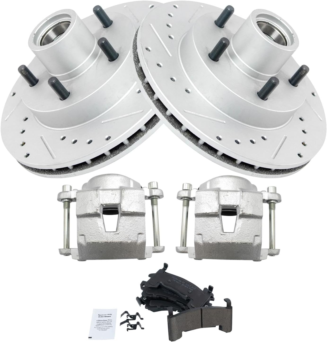 TRQ Front Ceramic Brake Pad Performance Rotor & Caliper Kit Compatible with Blazer S10