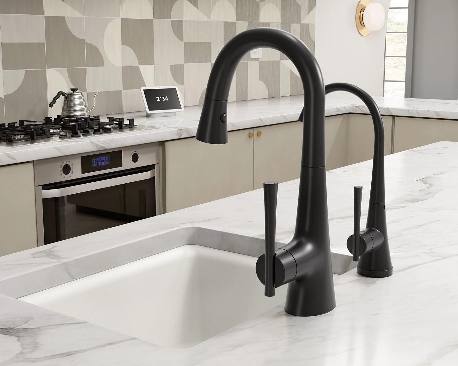 Moen Matte Black Kurv One-Handle High Arc Single Mount Cold Water Beverage Faucet with Optional Filtration System, S5560BL