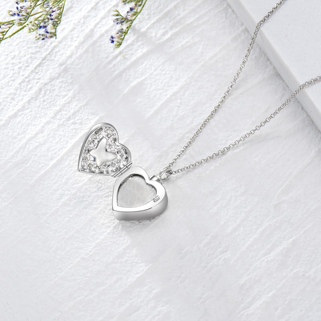 Dorunmo Personalized Heart Urn Locket Necklace for Ashes and Pictures 925 Sterling Silver Customized Locket Memorial Keepsake Cremation Jewelry for Ashes for Women Men Keep Someone Near to You