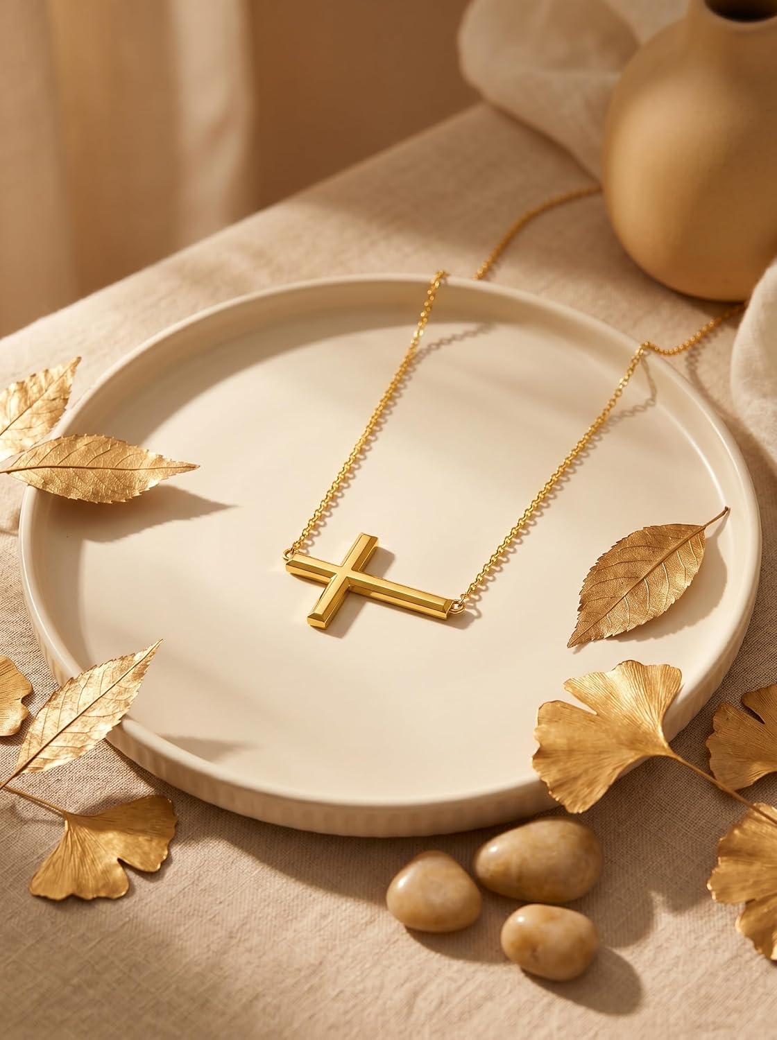 18K Gold Cross Pendant for Women Gold Cross Necklace 18K Gold Jewelry Religious Gift