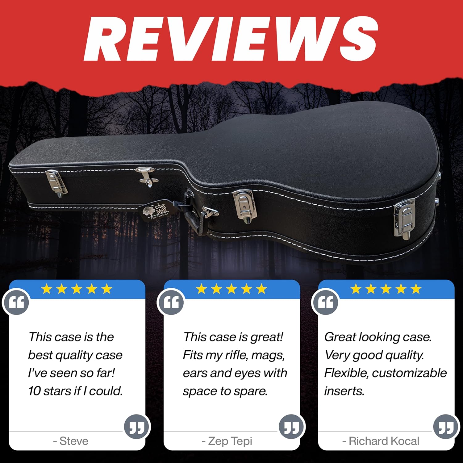ORIGINAL Discreet Guitar Gun Case for Rifle Storage - Hard Shell with Customizable Foam and Lockable Latches for Secure Travel - Heavy Duty Concealment Hard Rifle Case for Scoped Hunting Equipment