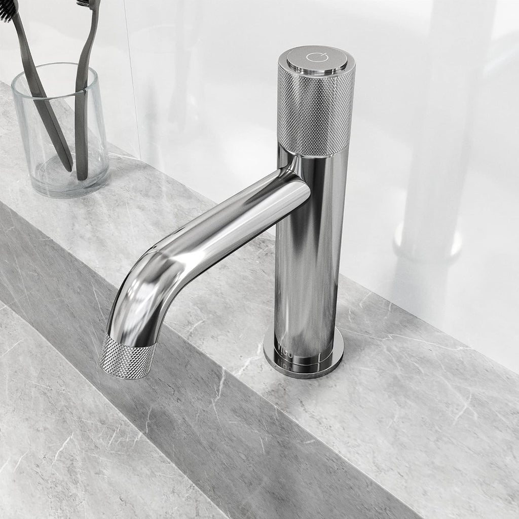VIGO Apollo Single-Handle Single-Hole Mount Bathroom Sink Faucet, 8-Inch, Chrome, Modern Design, Solid Brass, 1.2 GPM WaterSense & Ceramic Disc Valve, Corrosion-Resistant